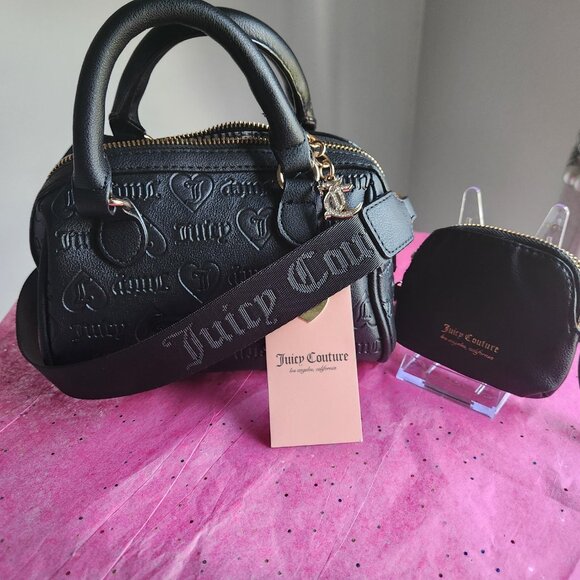 Juicy Couture NWT Semi Charmed Mini Black Bag and pouch 3 Pc Satchel set - Picture 3 of 9